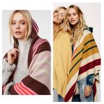 Free People  Back Bay Hooded Kimono Poncho Sweater Wrap Fringed Striped Boho Photo 8