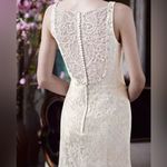 David's Bridal Ivory Lace Tank Lace Wedding Dress with Illusion Back Size 8 Photo 5