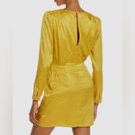 WAYF Yellow Gold Snake Print Long Sleeve Mini Dress Ruched Low Cut Large New Photo 2