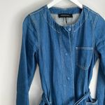 BCBGMAXAZRIA BCBG Blue Jean Denim Button Down Trench Coat Dress XS Photo 3