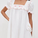 For Love & Lemons  Tea Time Babydoll Dress White Pink size XXS Photo 0