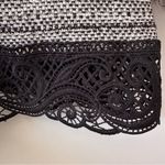 Chico's Chico’s Fringe Lace Wool Blend Cardigan Jacket Size 2 L Black & White Office Photo 4