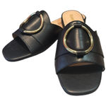 RUSSELL‎ & BROMLEY women’s trickle black flat ring trim slide leather 40/9.5 Photo 0