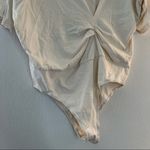 Something Navy  Bodysuit Cream Gathered Tee Shirt Bodysuit Sz L EUC Blouson Fit Photo 8