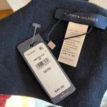 Tommy Hilfiger New 100% cotton Black Scarf Red White Stripes Logo Fall winter Photo 5