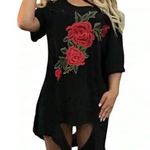 Liliana 🆕Black Hollows Out T-Shirt Dress 3D Rose 2X🆕 Photo 0