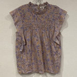 Love The Label Josepha Blouse Womens Medium Purple Floral Ruffle Flutter Top Photo 0