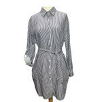 Baukjen Shirt Dress 6 Blue White Stripe Button Tie Belt Modern Nautical Preppy Photo 1