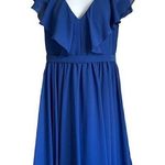 JJ's House Chiffon Royal Blue Ruffle Top Knee Length Dress - Size 10 Photo 0