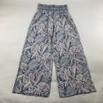 DAHUI Hawaii Linen Blend Pastel Palm Print Wide Leg Lounge Pant XL Blue Photo 0