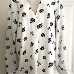 Ann Taylor  Navy and White Floral Long Sleeve Blouse Photo 0
