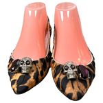 Alain Tondowski Paris Animal Print Skull Flats Slip On Women's Size EU 37 US 6.5 Brown Photo 8