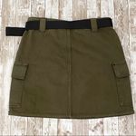 Topshop  Olive Utility Denim Mini Skirt Size 6 Photo 7