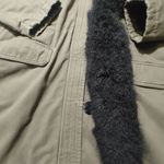 Michael Kors Hooded Parka Coat Size Large Olive Faux Fur Trim Sherpa Lining Black Photo 6