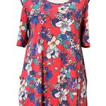 Lime n Chili Line n Chili coral cold shoulder top floral design stretchy fabric shirt sleeve Photo 8