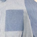 VINTAGE Deadstock 80s 90s Cropped Button Down Shirt Tie Waist‎ Boxy Size XL New Blue Photo 5