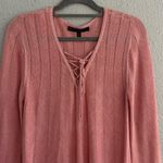 White House | Black Market WHBM‎ Lace Up Metallic Sweater Size Medium EUC Photo 3