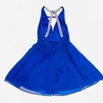 Minuet Royal Blue Cocktail Evening Halter Dress with Beaded Straps & Open Back Photo 6