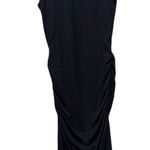 Athleta Black Pima Cotton Midi Soft Tank Dress XS Ruched Stretch Minimalist Photo 0