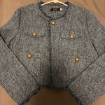 French Style Gold Button Tweed Jacket Size L Photo 5