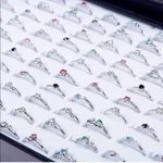 Woman Wholesale Lots 30pcs Rhinestone Assorted Silver Plated Ring Photo 3