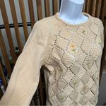 Missnat VTG 80s Wool Cream Floral Diamond Pointelle Sweater Women’s Cottagecore Size M Photo 1