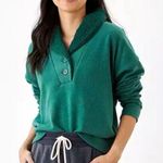 American Eagle Forest Green Henley Pullover Sweatshirt Fleece Sherpa Collar L Photo 0