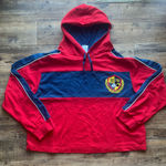 Disney  Mickey Mouse and Friends Womens Navy/Red Pullover Cropped Hoodie Size XL Photo 0