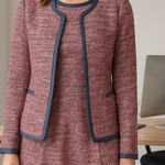 Comptoir Des Cotonniers Red & Blue Midi Dress Blazer Set Sz Small / Medium 2 Pc Photo 0