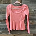 Susana Monaco NWT  Square Neck Pink Long Sleeve Peplum Top Size Small Photo 2