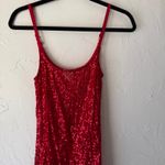 Daytrip  Red Sequin Tank Top M Y2K Romantic Sheer Sparkle Party‎ Going Out Photo 1