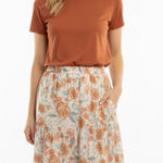 Hayden  pull on Floral tiered boho Skirt Orange and Blue size large Photo 0