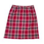Vintage 90s City Silk Stretch Red Plaid Pleated High Waisted Mini Skirt Size 4 Photo 1