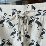 The Woods by Kate Quinn modal pajamas shorts ruffle heron birds print drawstring Blue Size XS Photo 4