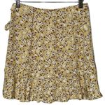 Abercrombie & Fitch NEW  Yellow White Brown Floral Viscose Wrap Mini Skirt Size S Photo 2