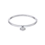 Michael Kors Heart Charm Bangle Bracelet • Silver-Tone Pavé Logo • NWT Photo 2
