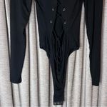 Bardot  Black Long Sleeve Black Lace Up Back Bodysuit Size Medium Photo 11