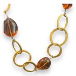 Kenneth Jay Lane Linked Circular and Amber Style Stone Necklace Photo 2