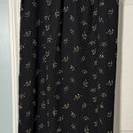 Norton Mcnaughton  Black Midi Skirt With Tan Leaf Pattern, Elastic Waist, Slit XL Photo 0