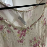 Urban Outfitters Précis petite 100% silk floral ruffle trim top Photo 2