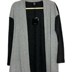 Bobeau Color Block Open Front Cardigan Ribbed Knit Sweater Grey Black Size S Photo 0