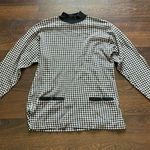 Liz Wear  Vintage Mock Neck Long Sleeve Top Houndstooth Small Photo 0