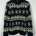 Vtg 90s New York & Company Sweater L Blue White Fair Isle Cardigan Preppy Ski Size L Photo 0