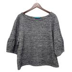 Alice + Olivia  Puff Sleeve Sweater Thick Knit Heather Gray Women’s Size L Photo 1