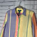 Lauren Ralph Lauren Pastel Stripe Button‑Up Shirt M Streetwear Y2K Preppy Blouse Purple Size M Photo 5