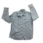Lands' End Lands' End Pinstripe Button Down Shirt White Blue Long Sleeve Workwear Size 16 Photo 5