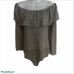 ZARA Off Shoulder Ruffled Knit Bodysuit Heather Gray Size L Cozy Soft Winter Photo 1