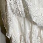 White Tiered Eyelet Dress with Tie Closures Size Medium Photo 3
