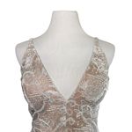 Dress the Population NEW Elisa Vine Embroidered Midi Dress White Nude Small Photo 5