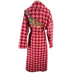 Blumarine houndstooth floral embroidered long belted coat pink red sz 40 Photo 1